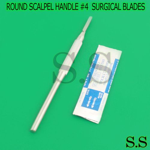 1 STAINLESS STEEL ROUND SCALPEL KNIFE HANDLE #4 + 5 STERILE SURGICAL BLADES #24