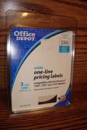 3 Rolls White One-Line Pricing Labels + Ink for Monarch 1105,1107,1110 Labelers