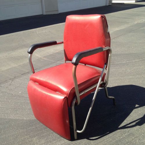 1 Vintage Red Leather Shampoo Bowl Dentist Tattoo Barber Shop Chair 33 Ft Tall