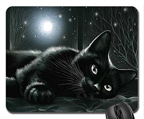 Schoolsupplies black cat in moonlight mouse pad, mousepad cats mouse pad for sale