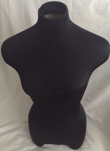 FEMALE HALF BODY BLACK FABRIC MANNEQUIN FORM