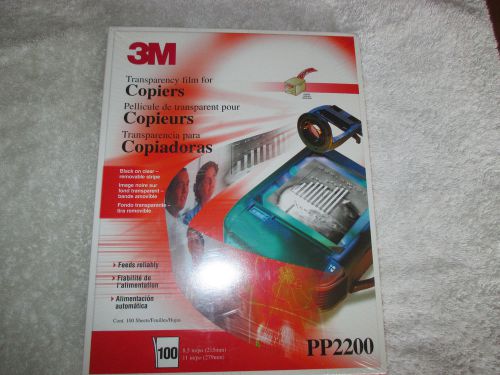 3M Transparency Film for Copiers, PP2200, New, Factory Sealed, 100 Sheets