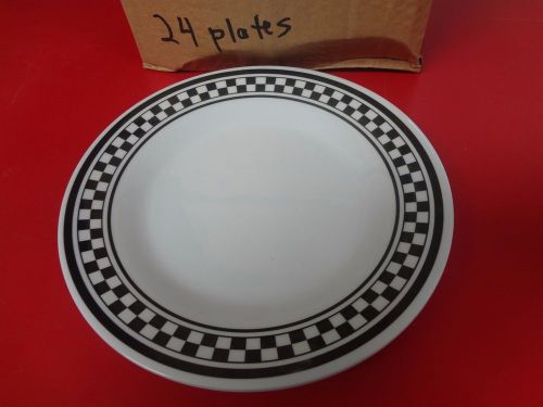 2 Dozen - 7&#034; Diamond Checkerboard Pattern Melamine Wide Rim Plates, #1760