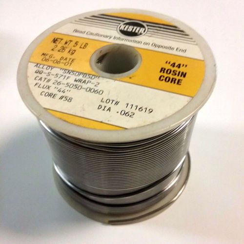 5 LB.- KESTER &#034;44&#034; Rosin Core Solder - .062 Diameter - USA Made