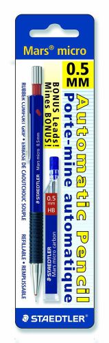 Staedtler mars micro 0.5 mm mechanical pencil  + 12 HB lead refills (Blue).