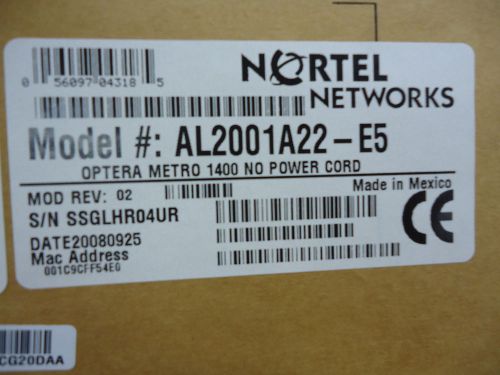 AL2001A22-E5 NORTEL NETWORKS OPTERA METRO ESM NO PC BRAND NEW!