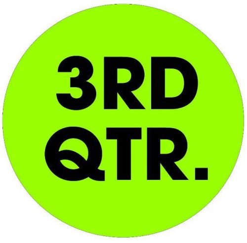Quarter Labels, &#034;3RD QTR&#034;, 2&#034; Circle, Neon Green, 500/Roll