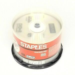 New STAPLES DVD+R Recordable Discs 8x Speed 120 Mins 4.7 Gb 50 Disc Spindle