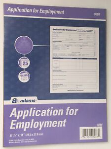 ADAMS APPLICATION EMPLOYMENT 25 FORMS 9288 8 1/2&#034; X 11&#034; folded 4PG form