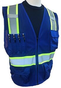 98-2200RBU-5XL-BLUE MESH VEST 2&#034; SILVER REFECTOR ON 3&#034;LIME GREEN 
