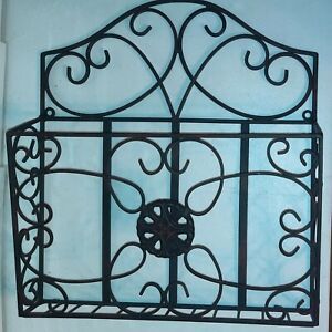 Black Wrought Iron Mail Book Magazine Holder, 2 screw wall mount rack.