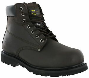 Grafters Brown Safety Boots Steel Toe Ankle Padded Goodyear Welted Leather Mens