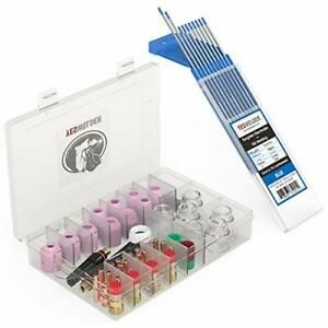 YESWELDER 71PCS TIG Welding Torch Stubby Gas Lens and TIG Welding Tungsten 2% x