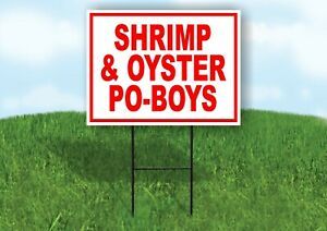 SHRIMP OYSTER SEAFOOD RED WHITE Yard Sign Road with Stand LAWN SIGN