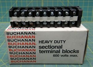 (10) Buchanan 200 Series Heavy Duty Sectional Terminal Blocks, 600V Max, 222GR