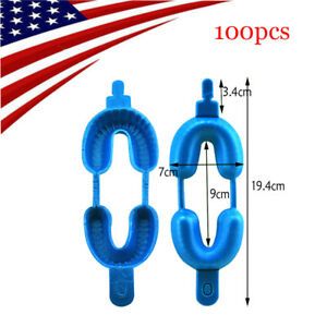 US Dental Fluoride Trays Dual Arch great for Gel or Foam 100pcs Large Blue trays
