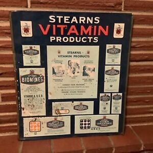 SALE……..Vintage Metal Pharmacy Vitamin Sign 17.5” By 15.5”