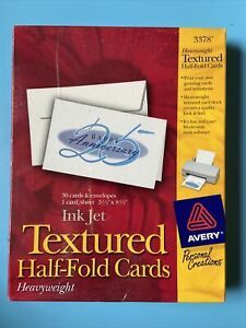 Avery White Half-Fold Textured Greeting Cards 30 Pack Ink Jet Sealed 3378