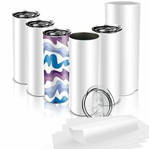 AiHeart 30oz Sublimation Blanks Straight Skinny Stainless Steel Tumblers with...