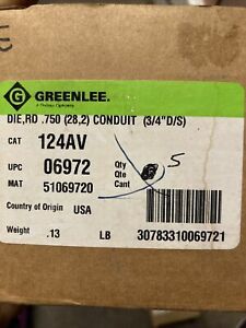 (V) Greenlee 124AV Die Round Conduit 3/4” (qty 5)