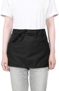 Waist Apron  3 Pockets-Waitress Server Short Half ApronWaiter Uniform Apron