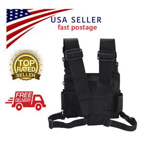 CHEST 3 POCKET HARNESS NYLON BAG Pack Backpack Holster for Radio Walkie Talkie