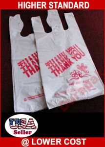 700 10.5x6x20 MEDIUM high density THANK YOU T Shirt bags Restaurant Supermarket