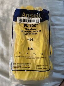 Ansell FL-100 - 24 Pairs - 12&#034; Natural Rubber Latex Gloves  #198 SIZE 9 / Medium