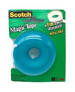 3M Scotch Magic Tape In Fun Doughnut Dispenser Refillable 3/4” x 300&#034;