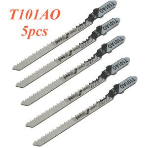 5Pcs T101AO HCS T-Shank Jigsaw Blades Curve Cutting Tool Kits Plastic For Woo