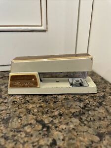 Vintage Swingline 737 Desktop Stapler TAN WITH FAUX WOOD GRAIN