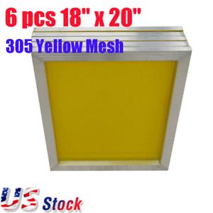 US 6pack 18&#034; x 20&#034; Aluminum Frame Screen Printing Frame Screens With 305 Mesh