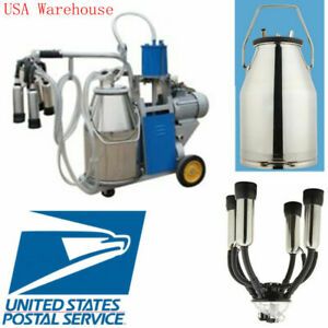 USA Electric Milking Machine For farm Cows Goat Bucket 2Plug 25L Stainless Steel