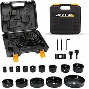Hole Saw Set Jellas 20PCS Hole Saw Kit with 14Pcs Saw Blades Max Size 5&#034; and ...