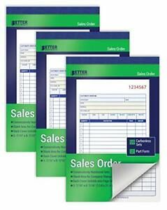 Large Sales Order Books, 3 Pack, 2-Part Carbonless (White/Canary Yellow), 5