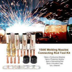 19pcs 15AK Torch Consumables Welding Nozzles Connecting Rod Tool Kit Conductive