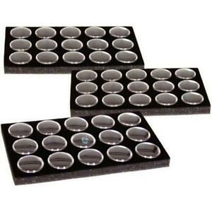 45 Black Gem Jars Display Tray Inserts 1&#034; 3Pcs
