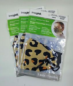 Three Imagine8 Leopard Print Face Masks - Brand New