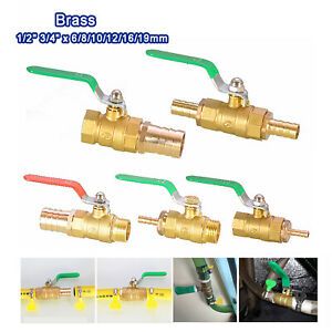 Reducer Brass Barbed Ball Valve, Water/Air Gas Fuel Line Shut-off Ball Valve