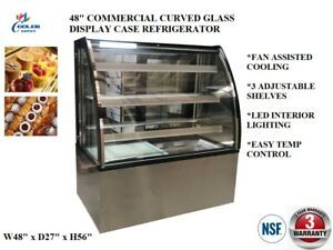 NEW 48&#034; Bakery Deli Refrigerator Cooler Case Curve Glass Display Fridge NSF