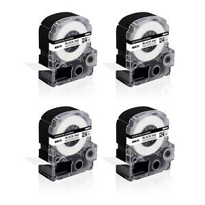 4PK Fits EPSON K-Sun 224BW 224BWPX 24mm Tape Black on White Label 1&#034;