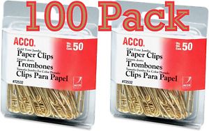 Value  Pack  of  250  ACCO  Gold  Tone  Jumbo  Paper  Clips ,  Smooth  Finish ,