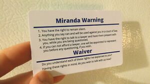 10 Miranda Warning/Rights Card for Law Enforcement (sturdy plastic card)