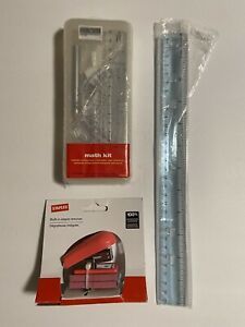 Back To School Bundle Mini Magnetic Stapler Math Kit Ruler Brand New (Sealed)