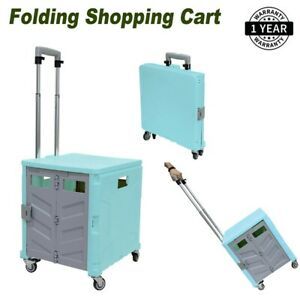 Utility Folding Shopping Cart With Telescoping Handle &amp;360° Rotatable Wheels 55L