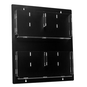 Black Adjustable Pockets Clear Acrylic Hanging Magazine Rack 20 in. x 23 in.