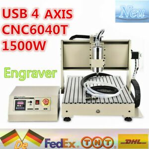 USB Desktop CNC Router 4 Axis 6040 1500W VFD Engraving Engraver Milling Machine