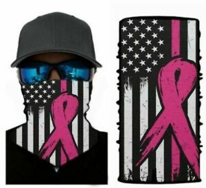 Face Mask Neck Gaiter Breast Cancer Awareness Pink Ribbon Flag 10 Pack 10pc Lot