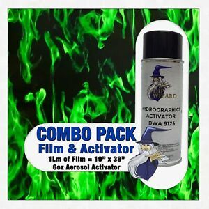 hydrographic film / activator Green Flames hydro dip dipping wizard
