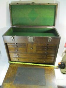 GERSTNER 11 Drawer Machinist Wood Tool Chest / Box, Vintage, 20&#034; Long, Exlnt, EC